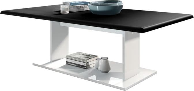 Table De Salon Table Basse  En Blanc Avec Plateau De Dessus En Noir Mat 40 X 120 X 70