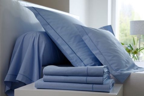 Drap Housse 100% Coton Blanc Des Vosges 90 X 190 Bleu Ciel Coton