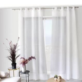 Voilage Tamisant Avec Galon Feuille En Macramé - 140x240 Cm - Blanc