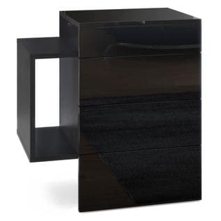 Table De Chevet Noir Mat Et Façades Laquées(lxhxp) : 60 X 63 X 37