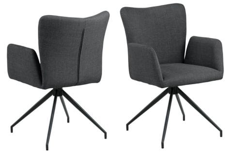 Fauteuil De Salle à Manger Pivotant à Accoudoirs En Tissu (lot De 2) - Lara