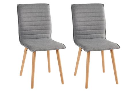 Chaises En Tissu Gris Et En Chêne Huilé Massif (lot De 2) - Gover