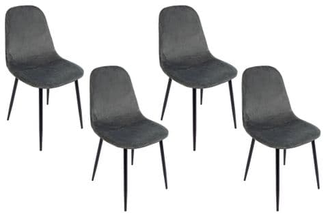 Chaise De Salle à Manger En Velours Et Métal Noir (lot De 4) - Aurelia