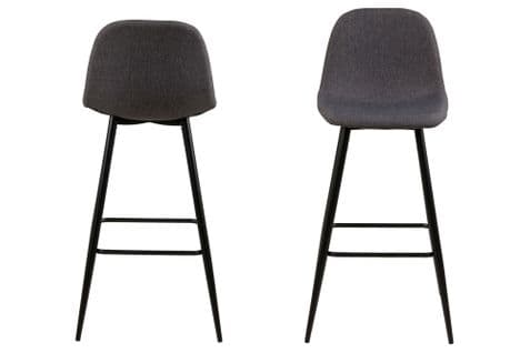 Tabouret De Bar En Tissu Piétement Oblique Métal Noir (lot De 2) - Willy