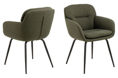 Chaise De Salle à Manger En Tissu Piétement Métal Noir  (lot De 2) - Marta