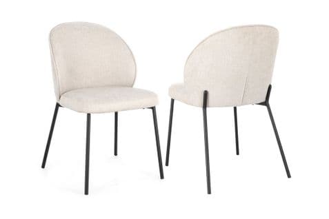 Chaise De Salle à Manger Design En Tissu Et Métal Noir (lot De 2) - Nelly