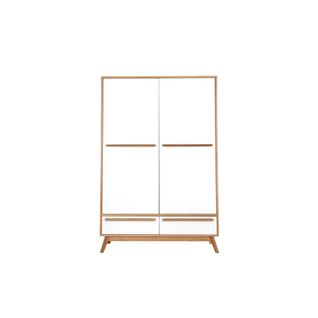 Armoire Design Avec Penderie Finition Bois Clair Et Blanc Mat L120 Cm Helia