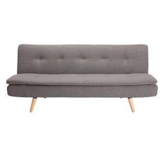 Canapé Convertible Scandinave 3 Places En Tissu Gris Foncé Et Bois Clair Senso