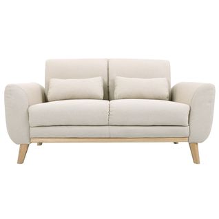 Canapé Scandinave 2 Places En Tissu Beige Et Bois Clair Ektor