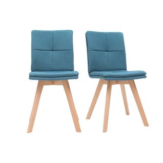 Chaises Scandinaves En Tissu Bleu Et Bois Clair (lot De 2) Thea