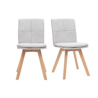 Chaises Scandinaves En Tissu Gris Clair Et Bois Clair (lot De 2) Thea