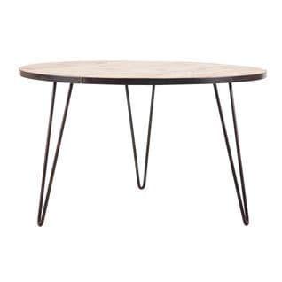 Table à Manger Ronde Industrielle Bois Manguier Massif Et Métal D125 Cm Atelier