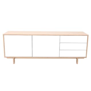 Buffet Scandinave Bois Et Blanc 2 Portes 3 Tiroirs L195cm Sid