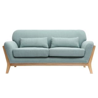 Canapé Scandinave 2 Places En Tissu Vert Lagon Et Bois Clair Yoko