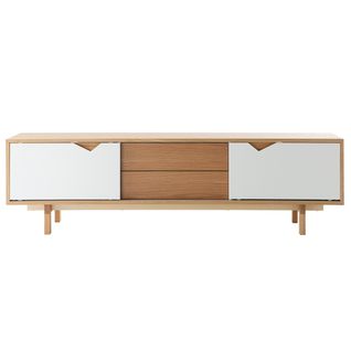 Meuble TV Scandinave Blanc Et Bois L180 Cm Acoustic