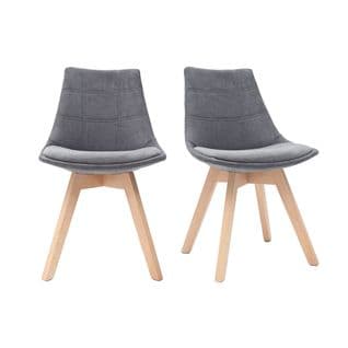 Chaises Scandinaves En Tissu Gris Foncé Et Bois Clair (lot De 2) Matilde