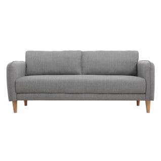 Canapé Scandinave 3 Places En Tissu Gris Clair Et Bois Clair Kurt