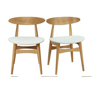 Chaises Scandinaves En Bois Clair Et Blanc (lot De 2) Walford