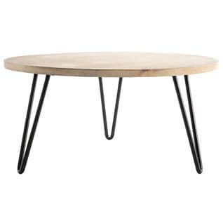 Table Basse Ronde Bois Manguier Massif Et Métal Noir D80 Cm Vibes