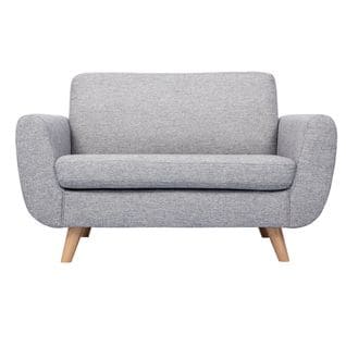 Canapé Scandinave 2 Places En Tissu Gris Et Bois Clair Pure