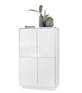 Buffet Haut Design Blanc Brillant 4 Portes L92 Cm Como