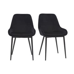 Chaises Design Noires En Tissu Velours Et Métal (lot De 2) Holo