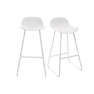 Tabourets De Bar Design Blancs H65 Cm (lot De 2) Ella