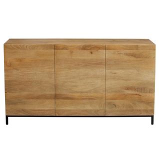 Buffet Industriel En Bois Manguier Massif Et Métal Noir 3 Portes L145 Cm Ypster