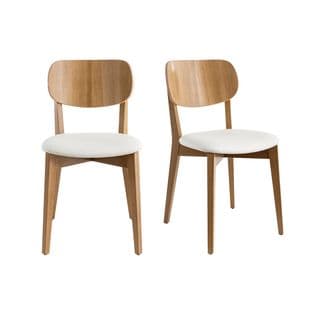 Chaises Vintage En Bois Clair Chêne Et Blanc (lot De 2) Lucia