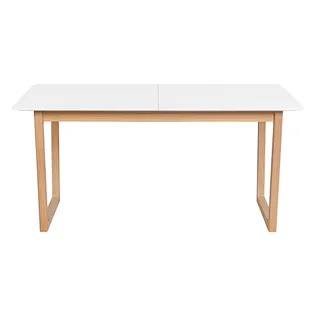 Table à Manger Extensible Rallonges Intégrées En Bois Clair Et Blanc Rectangulaire L160-240 Cm Laho