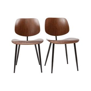 Chaises En Bois Foncé Noyer Et Métal Noir (lot De 2) Tobias