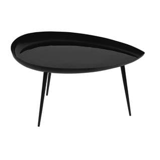 Table Basse Design Laquée En Acier Noir L80 Cm Drop