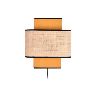 Applique Murale En Lin Jaune Moutarde Et Rabane Naturelle H28 Cm Tera