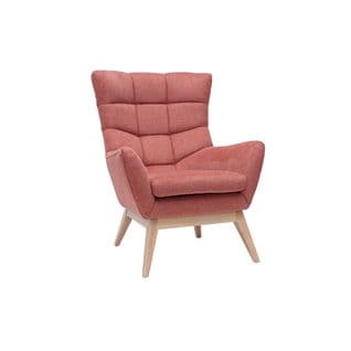 Fauteuil Scandinave En Tissu Effet Velours Texturé Terracotta Et Bois Clair Brody