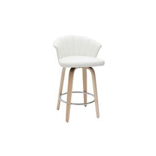 Tabouret De Bar Design Pivotant Blanc Et Bois Clair H65cm Albin