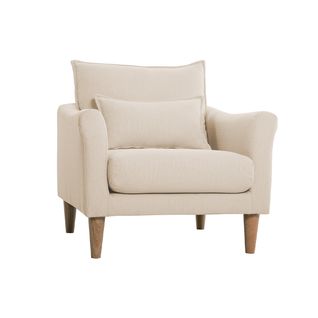 Fauteuil Scandinave En Tissu Beige Et Bois Clair Kate