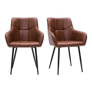 Chaises Matelassées Marron Et Métal Noir (lot De 2) Montero