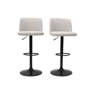 Tabourets De Bar Réglables En Tissu Effet Velours Texturé Beige Et Métal Noir (lot De 2) Monti