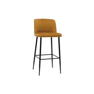 Tabouret De Bar Fixe Velours Bronze Et Pied Métal Noir H78 Monti