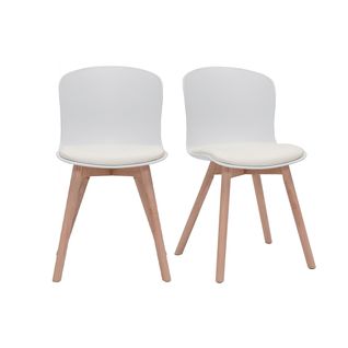 Chaises Blanches Et Bois Clair Massif (lot De 2) Arista