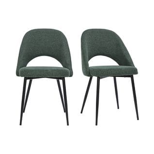 Chaises Vintage En Tissu Effet Velours Texturé Vert Et Métal Noir (lot De 2) Cosette