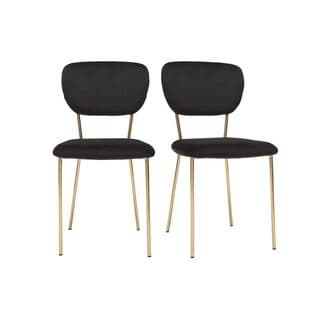 Chaises Design En Tissu Velours Noir Et Métal Doré (lot De 2) Lepidus