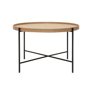 Table Basse Ronde Bois Clair Et Métal Noir D75 Cm Bassy