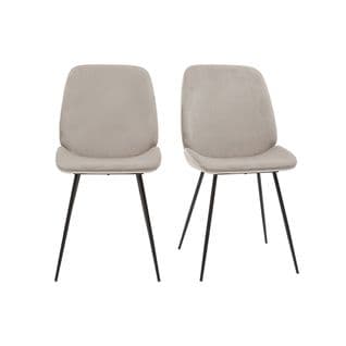 Chaises En Tissu Velours Taupe Et Métal Noir (lot De 2) Kaoly