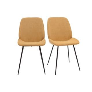 Chaises En Tissu Effet Velours Jaune Moutarde Et Métal Noir (lot De 2) Kaoly