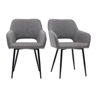 Chaises En Tissu Effet Velours Texturé Gris Et Métal Noir (lot De 2) Laurette