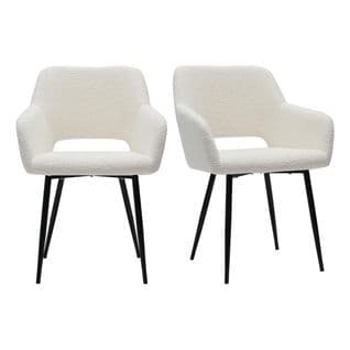 Chaises En Tissu Effet Laine Bouclée Blanc Cassé Et Métal Noir (lot De 2) Laurette