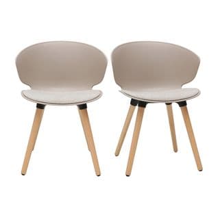 Chaises Design Taupe Et Bois Clair (lot De 2) Wing