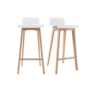 Tabourets De Bar Scandinaves Blancs Et Bois Clair H75 Cm (lot De 2) Baltik