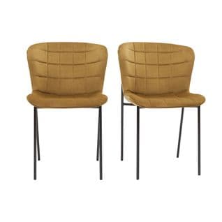 Chaises Design En Tissu Velours Bronze Et Métal Noir (lot De 2) Saiga